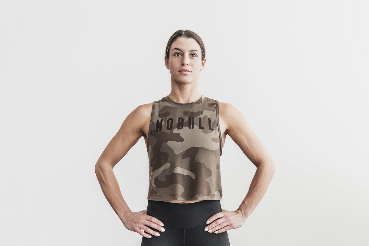 Nobull Muscle Women\'s Tank Tops Dark Camo | Australia (ZO8450)